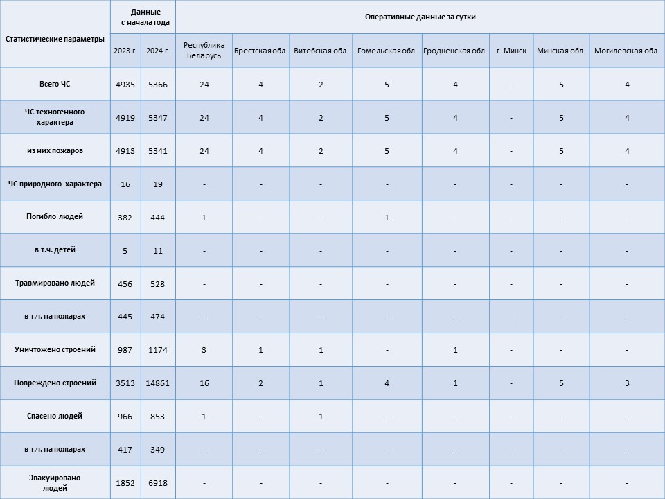 Информация о чрезвычайных ситуациях №315 с 06-00 часов 09 ноября 2024 г. до 06-00 часов 10 ноября 2024 г.